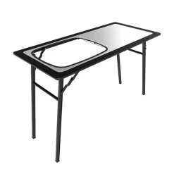 [PRO STAINLESS STEEL PREP TABLE WITH FOLDAWAY BASIN]